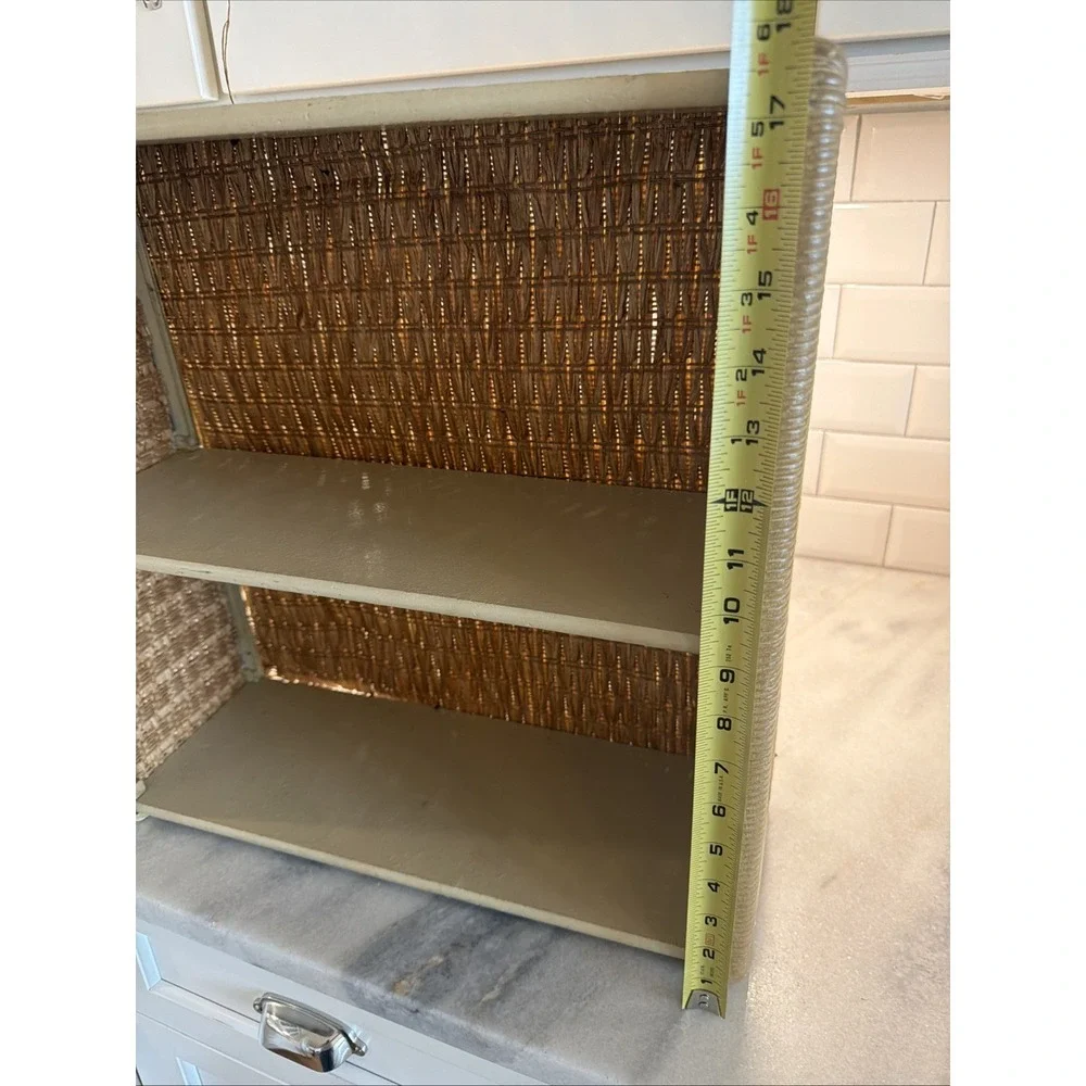 Vintage Woven Rattan Wicker Tan 2 Tier‎ Hanging Wall Shelf Bathroom Cottagecore
